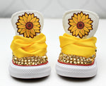 Load image into Gallery viewer, Sunflower shoes- Sunflower bling Converse-Girls Sunflower Shoes
