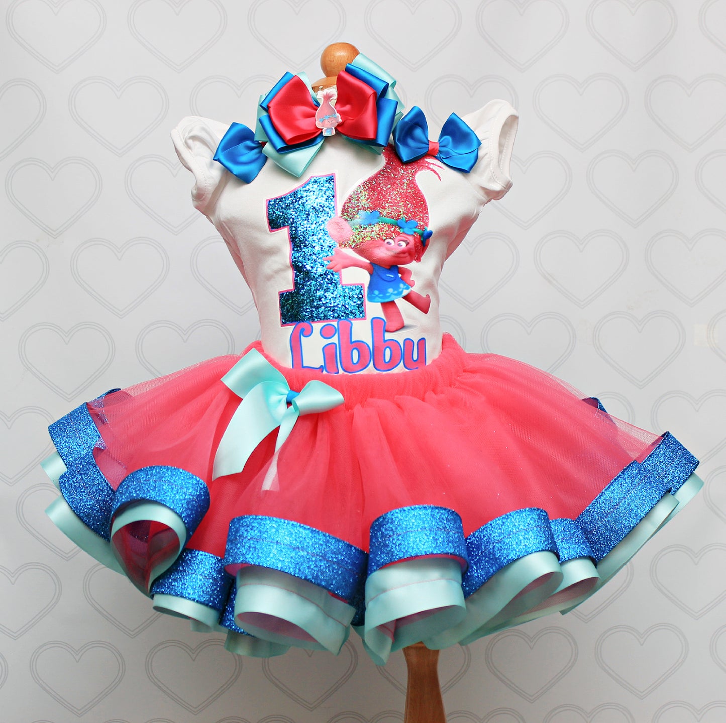 Poppy Troll tutu set-Poppy troll outfit-Poppy trolls dress