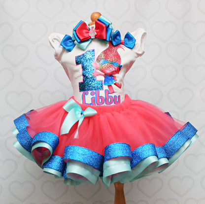princess poppy tutu dress Princess Poppy Trolls Inspired Tutu Dress Pageant Ball Gown Birthday Party Costume