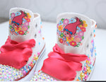 Load image into Gallery viewer, Poppy Troll shoes- Poppy Troll bling Converse-Girls Poppy Troll Shoes-Poppy Troll shoes
