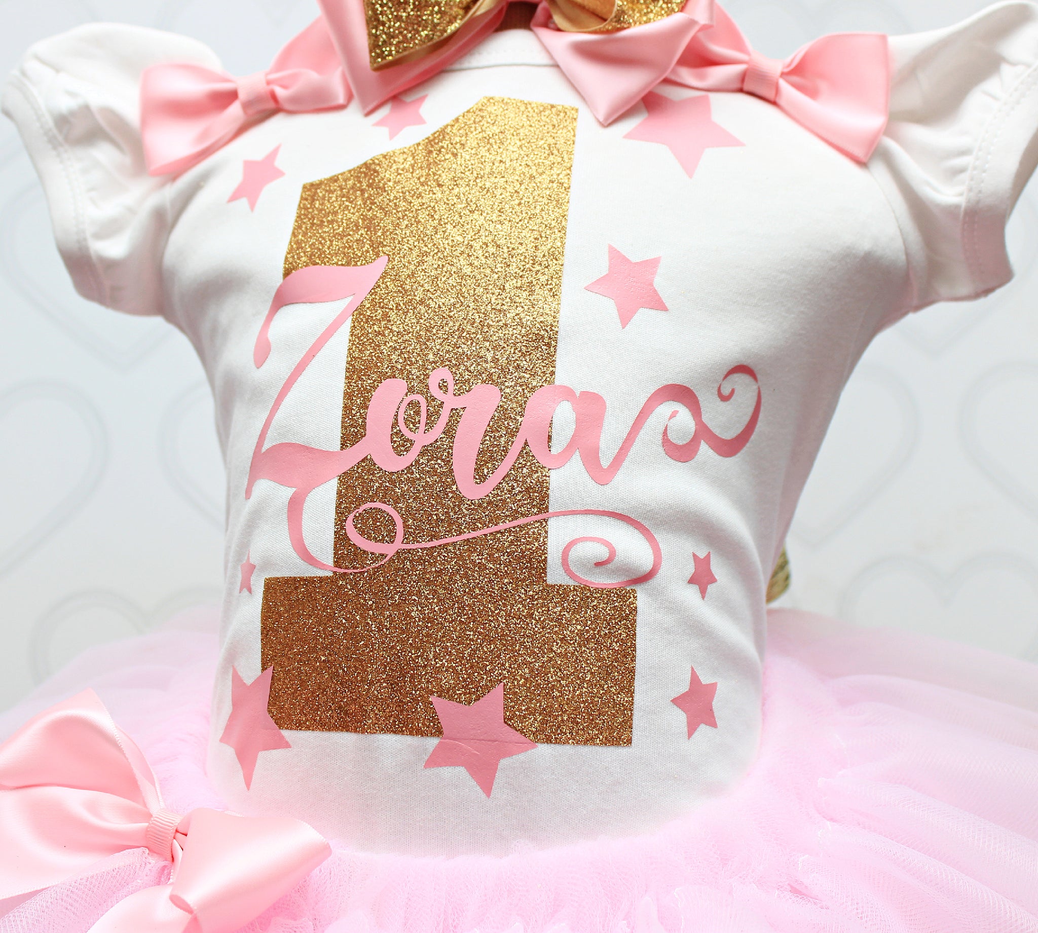 Cream tutu with pink stars