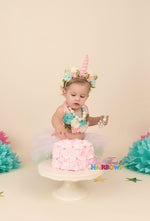 Load image into Gallery viewer, Unicorn Cake Smash tutu Set
