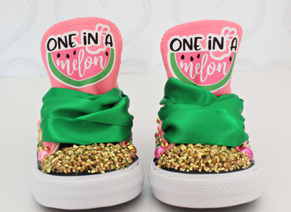 Watermelon shoes- Watermelon bling Converse-Girls Watermelon Shoes-Watermelon Converse-One in a melon