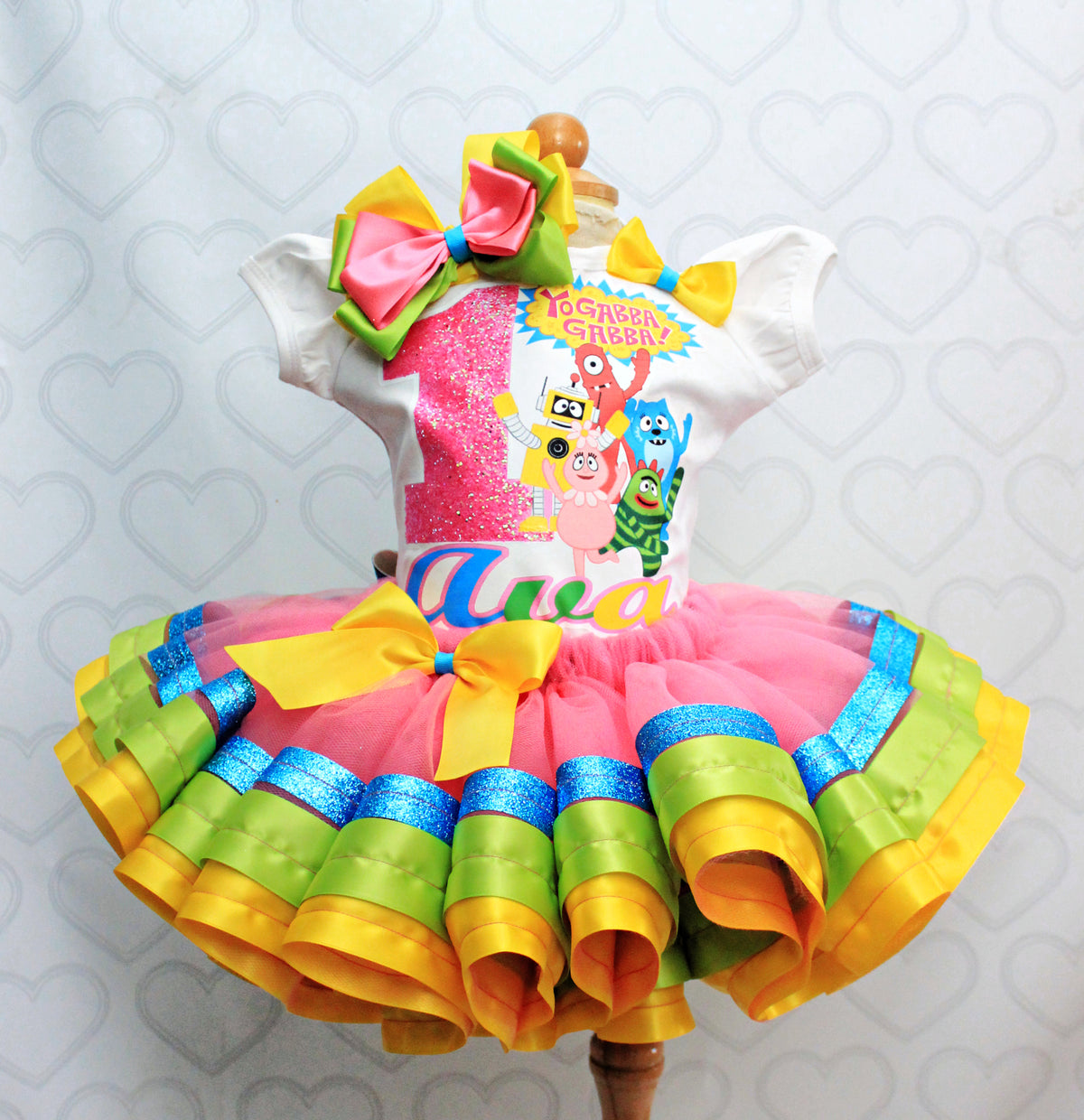yo gabba gabba dress up tutu set-Yo Gabba Gabba outfit-Yo Gabba Gabba birthday- – Pink Toes & Hair Bows Magnolia Place Option:144/CS | Size : 3